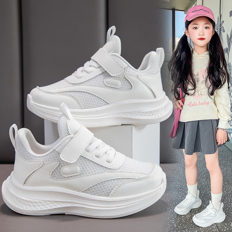 私新款儿童小白鞋女童鞋子3-6岁透气2025秋季冬季运动鞋男童鞋网|undefined