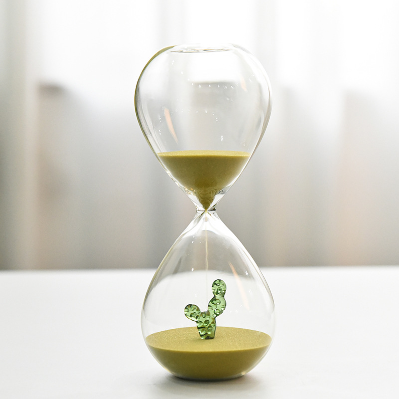 Creativo 30 minutos de Navidad reloj arena temporizador forma animal decoración del hogar artesanía vidrio fábrica al por mayor