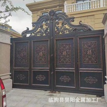 铝艺别墅大门对开门铝合金庭院大门农村院子围墙电动双开门平移门