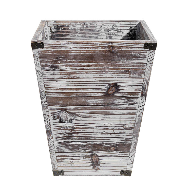 Wholesale wooden trash can Country farmhouse style household living room bedroom trash can Hotel wooden wastebasket