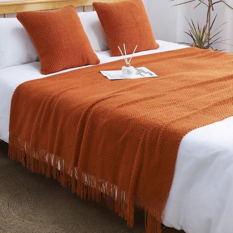 Bandera de cama toallas de cola de cama residencial hotel de lujo cubierta de cama doméstica nueva habitación modelo chino toallas de cama de color sólido