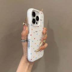 彩色爱心适用Phone16promax苹果14pro不会撞壳手机壳15新款13全