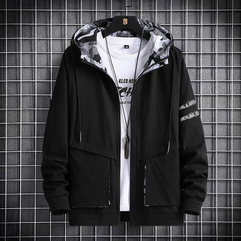 Demi-season sweatshirt for leisure, fashionable sports jacket with hood, plus size