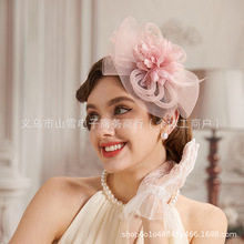 跨境爆款网纱新娘婚礼发饰礼服配饰女式茶话会羽毛头花派对小礼帽