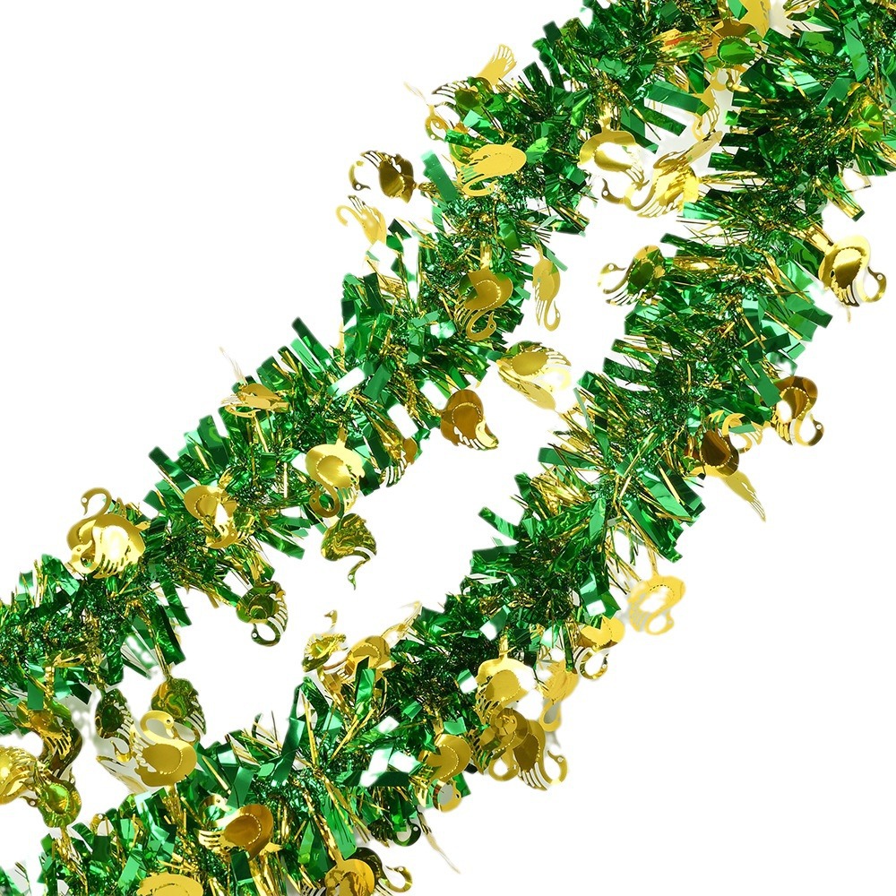 Decoración navideña transfronteriza Cisne burbuja de seda raya de color fiesta celebración actividad diseño Guirnalda lana raya cinta 2 M