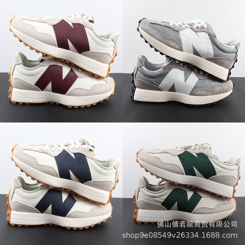 Putian pure original nb327 yuan ancestral gray black and white sea salt gray white wine red thick bottom retro nb running shoes men's and women's shoes