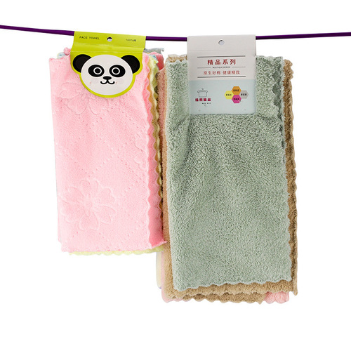 Pack of 5 coral velvet card towels, household rags, small towels, water-absorbent children's face wash coral velvet square towels