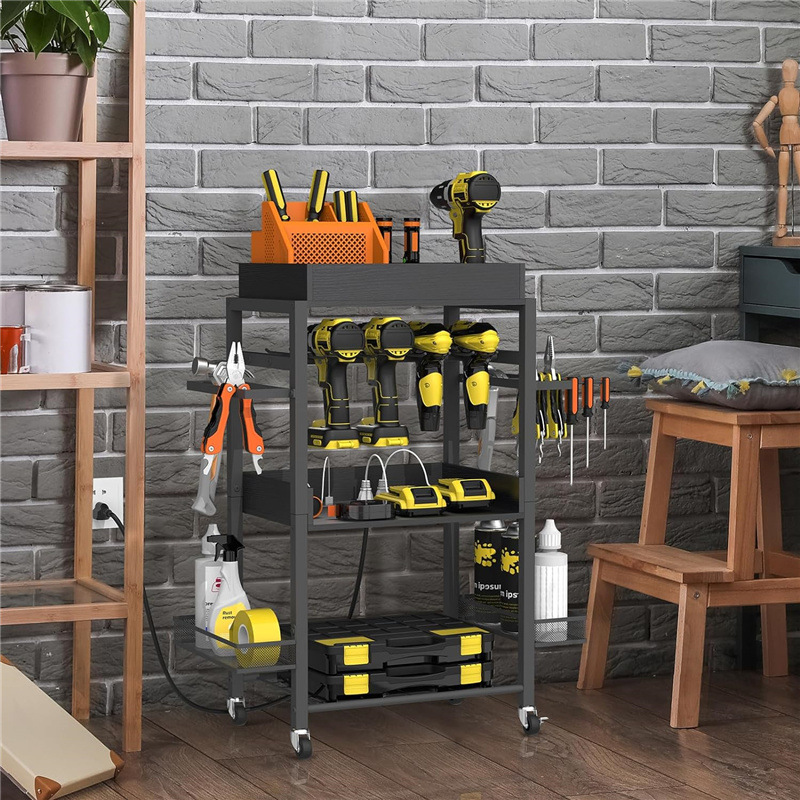 Garden tool storage rack with wheels Power tool storage box Tool…