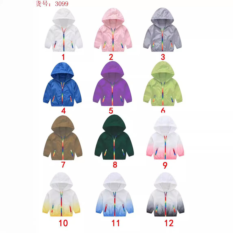Summer New Children's Clothing Children's Sunscreen Coat Boys' and Girls' Skin Coat Rainbow Hooded Sunscreen Clothes Air-conditioning Shirt Summer New Children's Clothing Children's Sunscreen Coat Boys' and Girls' Skin Coat Rainbow Hooded Sunscreen Clothes Air-conditioning Shirt