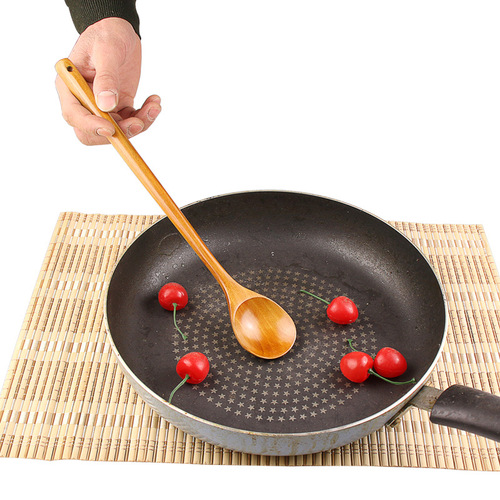 Wooden spoon with long handle, stirring spoon, 33-inch long wooden spoon, extended hot pot spoon, supply with Logo engraving