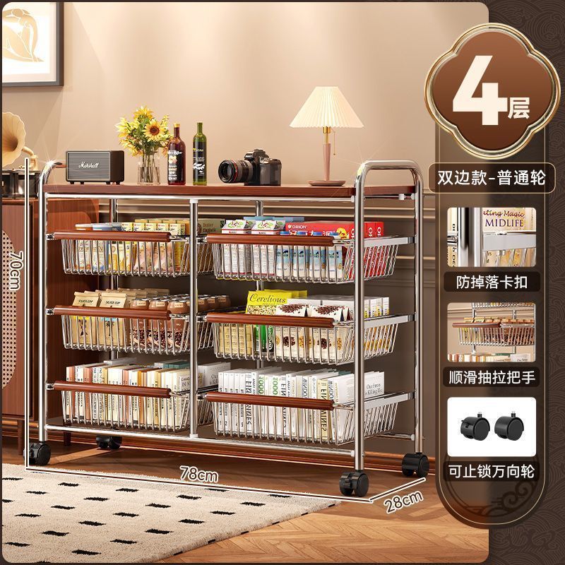 中古小推车置物架客厅移动带轮零食收纳多层家用复古厨房架子|undefined