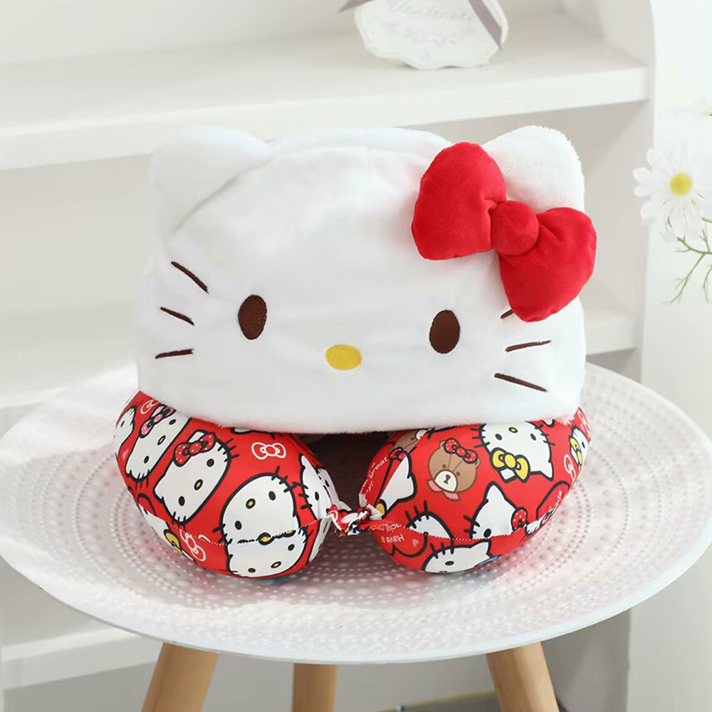 レッド KT フード付きネックピロー 30CM/0.45kg (アイスシルクメモリーフォーム)