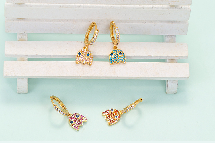 Cross-border Sold Jewelry Ear Ring Female Personality Eyes Fashion Rhinestone Earrings Micro Inlaid Zircon Ear Clip Diy Jewelry Accessories display picture 1