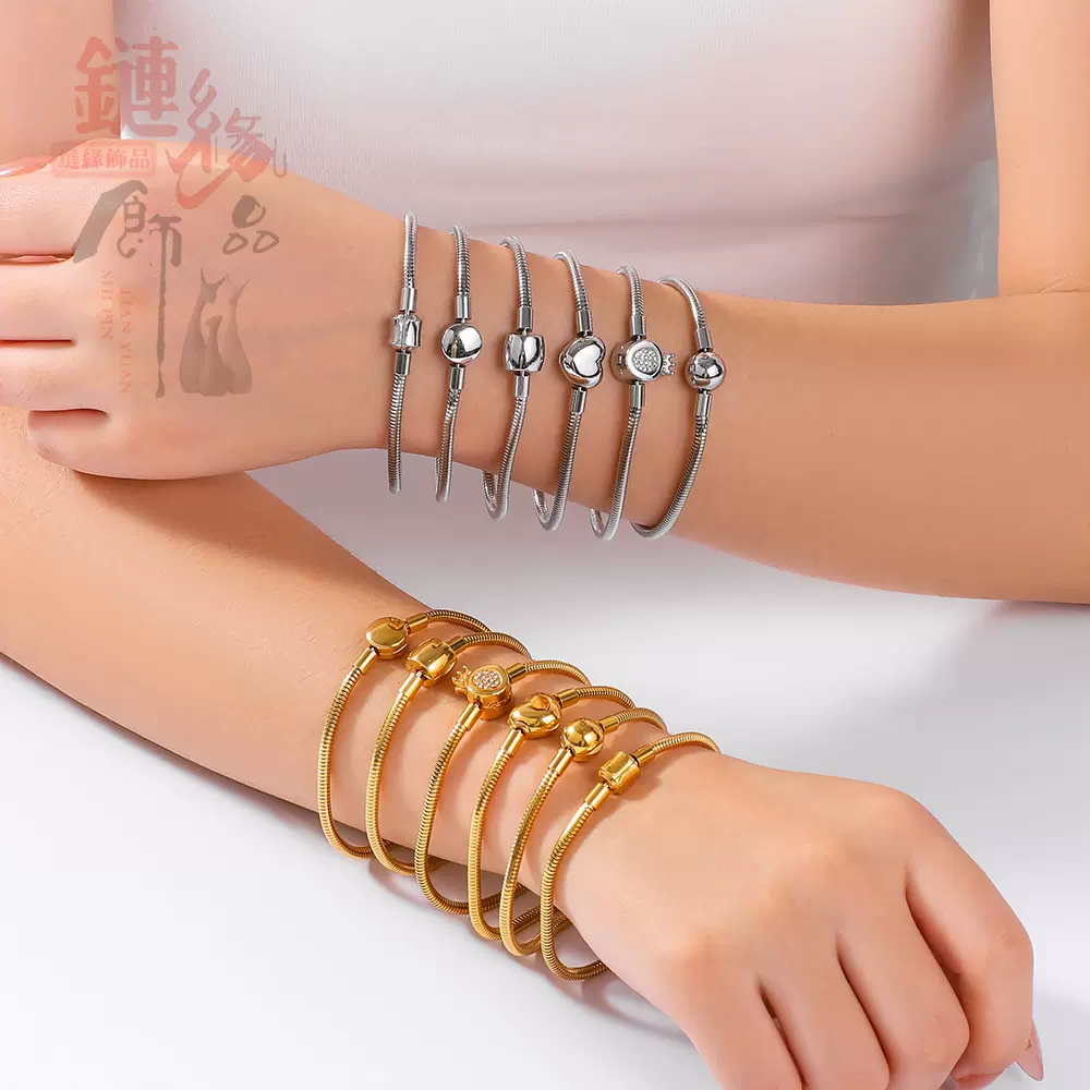 新款潘的风格不锈钢圆形蛇骨手链小众简约钛钢 软蛇手链 个性饰品