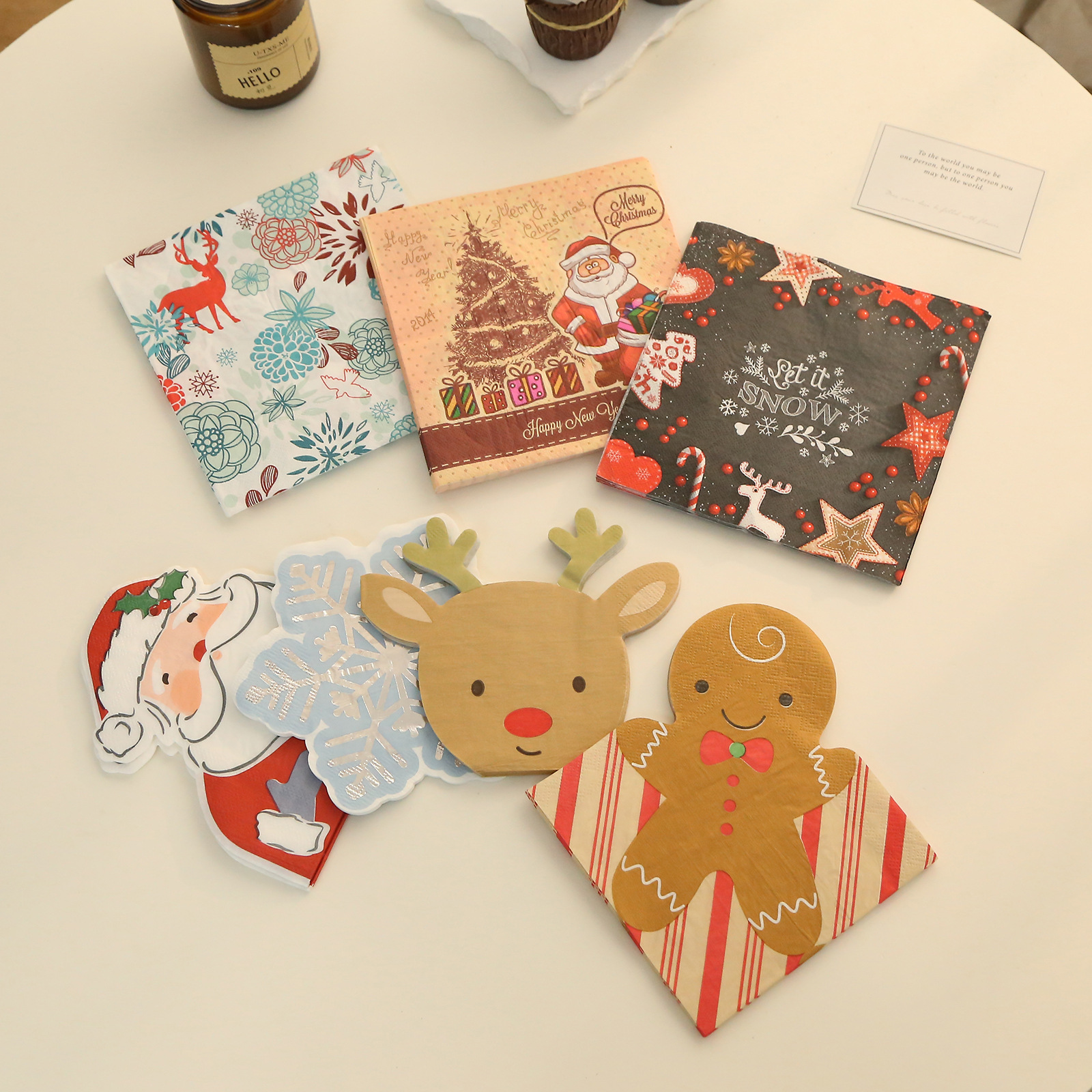 Transfronterizo nuevo plato de papel desechable taza de papel dorado decoración suministros traje de Navidad tema Fiesta vajilla