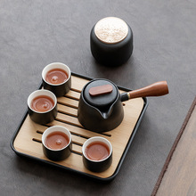 日式功夫茶具套装现代办公客厅整套茶盘家用简约陶瓷黑陶茶杯茶壶