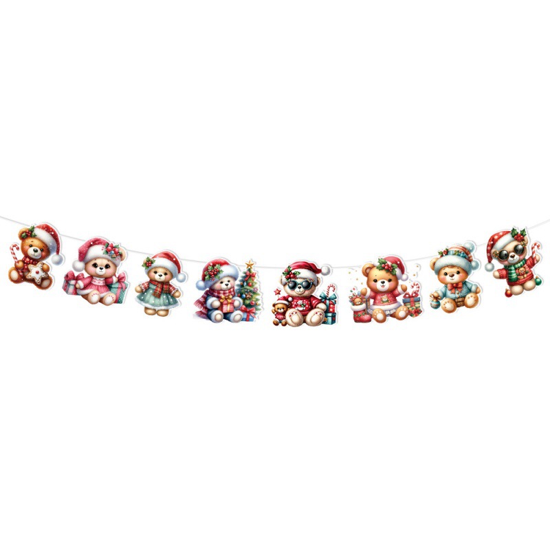 Nueva decoración de fiesta de Navidad, tirar de la bandera, tirar de la flor, alce, árbol de Navidad, tirar de la bandera, colgar la bandera, decorar la bandera de Navidad