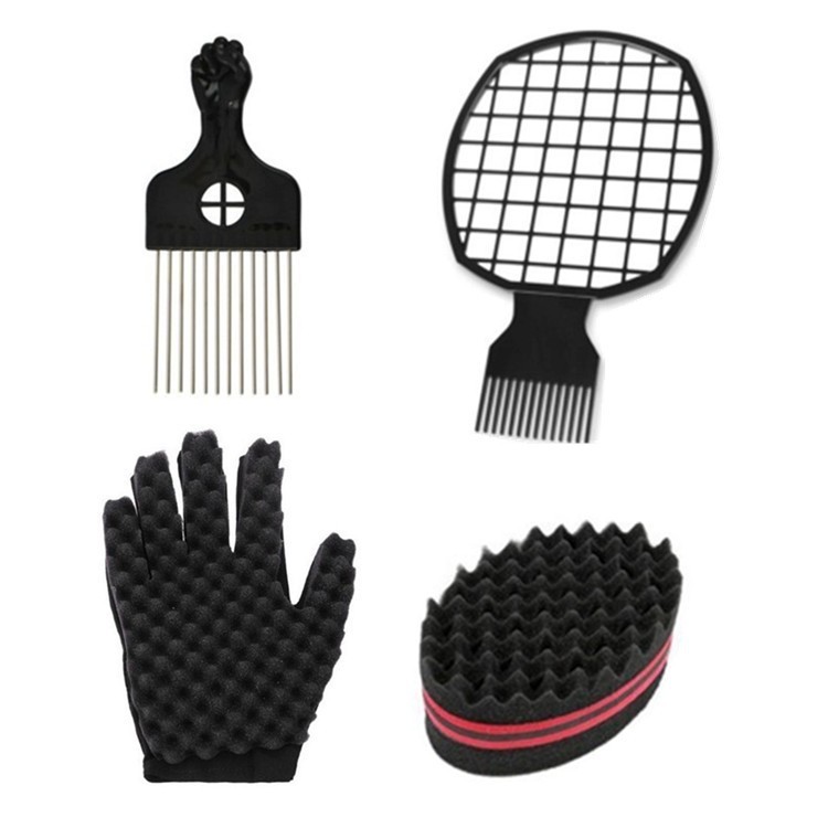 Black Hair Styling Sponge Gloves, Curly Hair Care, Hairdressing Sponge Gloves, Hair Styling Tools