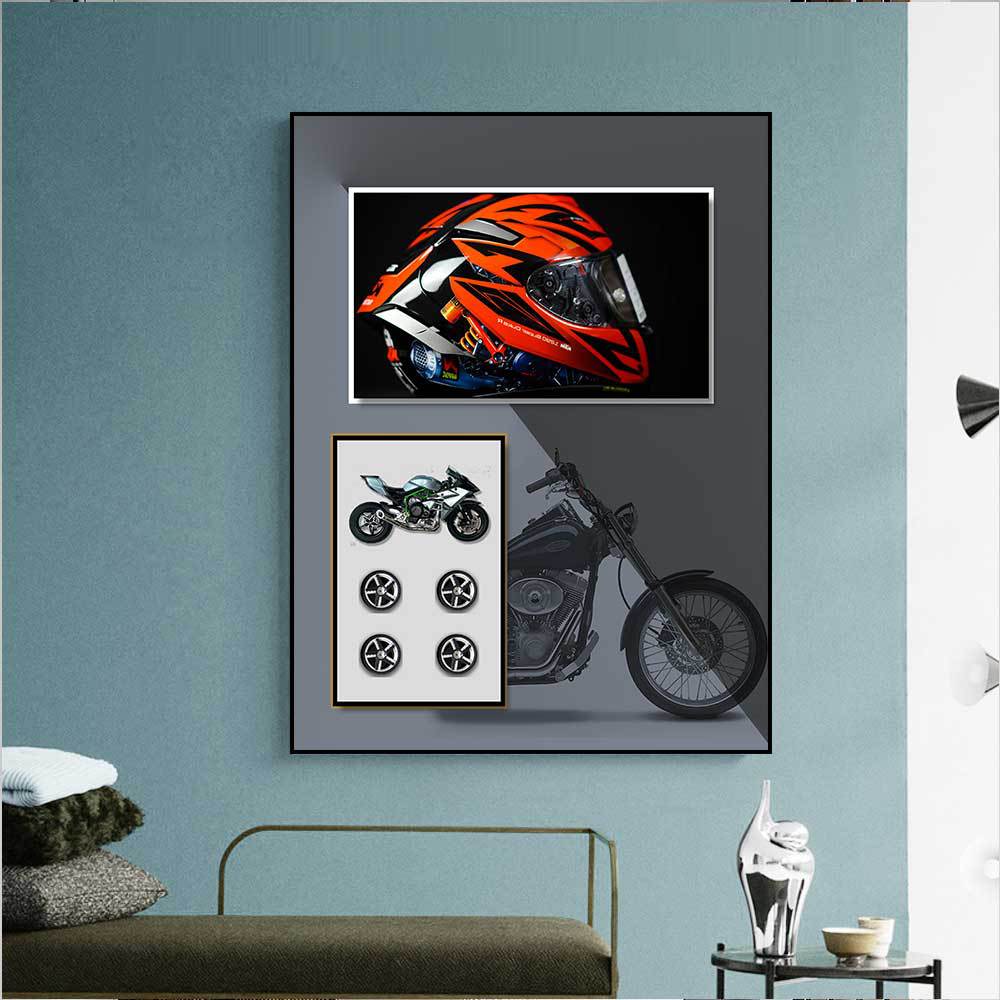 Motocicleta pintura decorativa estudio niños dormitorio colgante pintura sala de estar pintura decorativa tridimensional mural