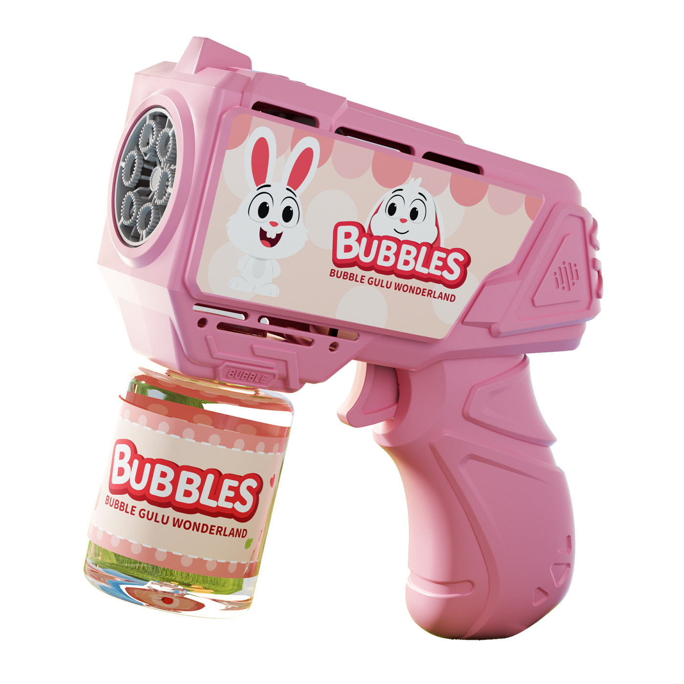 Red de celebridades estilo caliente pistola de burbujas Gatling de 32 hoyos juguetes para niños unicornio máquina de burbujas eléctrica de mano puesto al por mayor