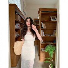 法式优雅气质网纱蕾丝连衣裙女夏季新款修身显瘦包臀长裙两件套