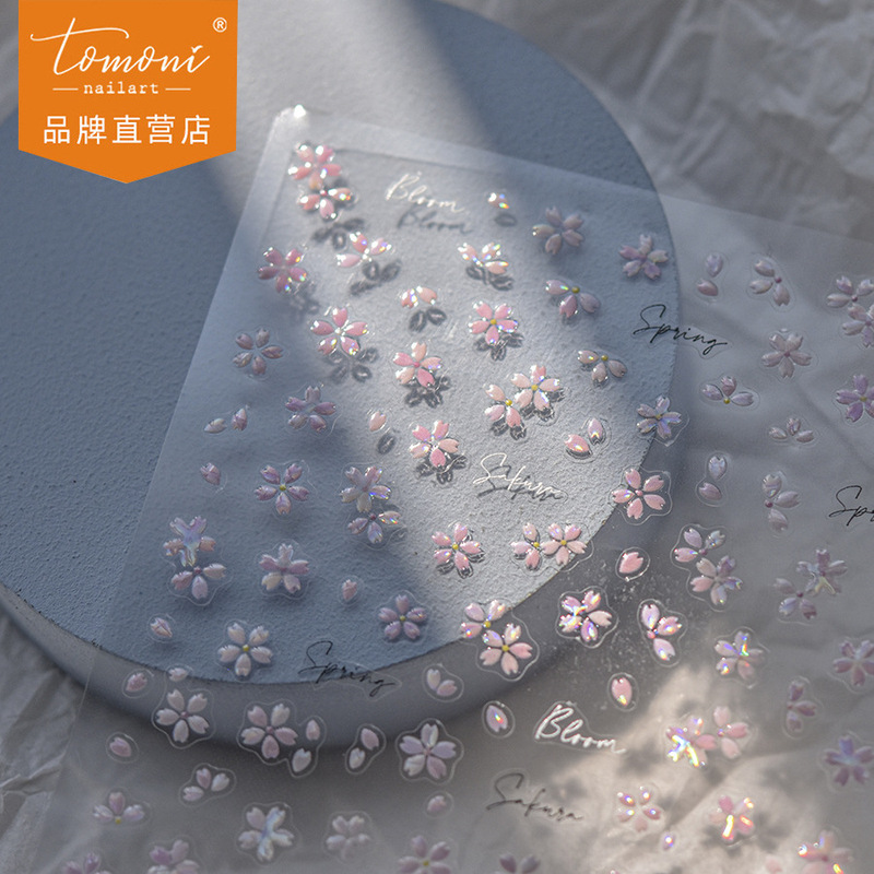 tomoni shell light nail stickers popular cute nail stickers factory wholesale Japanese romantic cherry blossom 3805