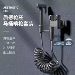 高標馬桶伴侶噴槍銅馬桶噴槍全銅套裝婦洗器噴槍一進二出三角閥