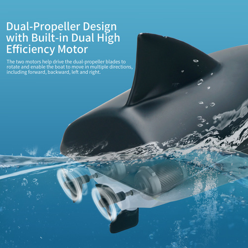 Wish Cross-border 2.4G Simulation Shark Remote Control Boat High-Speed Long-lasting Power Consumption Children's Electric Water Speed Boat Toy Boat