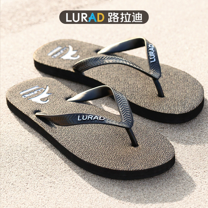 Мужские противоскользящие летние шлепанцы с толстым дном износостойкий тренд простые черные пляжные холодные тапочки оптом