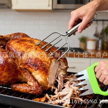 跨境BBQ不锈钢火鸡叉熊爪撒肉器烧烤多用剪火鸡鸡骨剪不锈钢叉