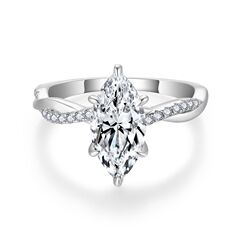雲と宝飾品の新型馬眼6*12mm 2カラット全莫桑石指輪婚約ドリルリング女性結婚指輪