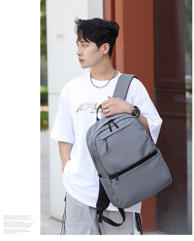 Rucksack Herren einfarbig Rucksack Universitätsschultasche leicht Pendel Geschäftsreise Reisetasche wasserdicht Grenzüberschreitung