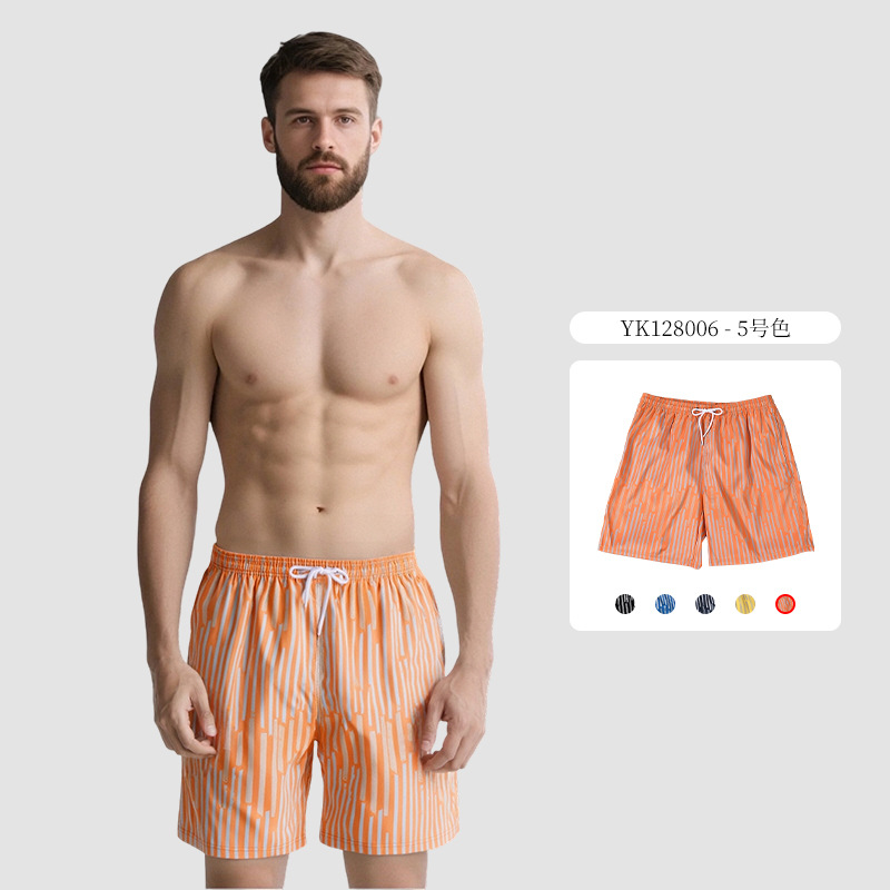Verano nuevo estilo surf natación pantalones de cinco puntos diseño a rayas pantalones de playa de ocio deportivo para hombres sueltos de talla europea