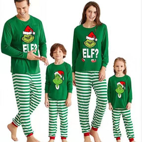 2024 New Amazon Ebay Autumn and Winter New Wish Home Clothes Pajamas Set Christmas Hat Family Wear