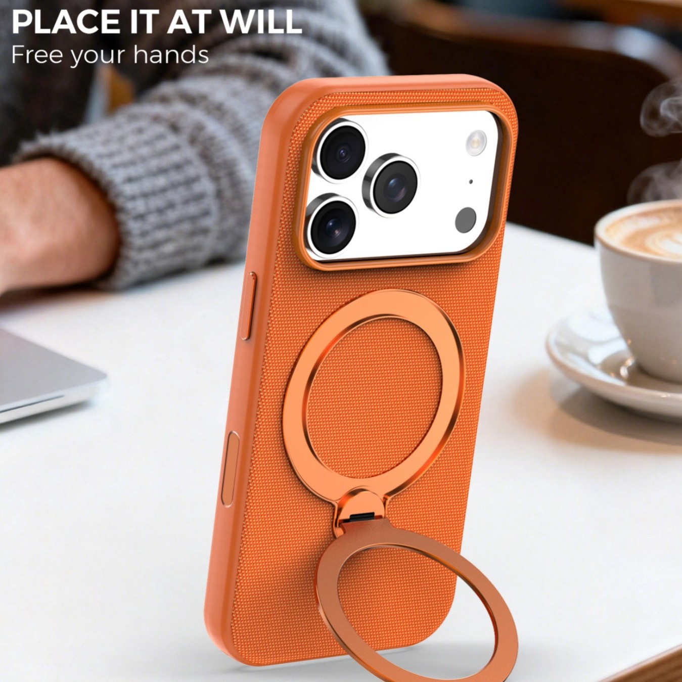 Suitable for Apple Mobile Phone Cases 18Promax Technology Cloth Rotating Integrated Stand Magnetic Suction Iphone17 Fabric Anti-Fall