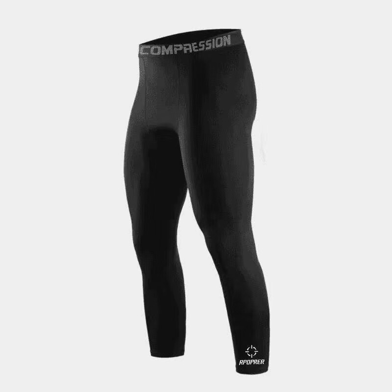 Men's Basketball Compression Pants, Nine-Point Length, Fitness Running Compression Pants, Sports Base Layer Quick-Dry Training Pants, Running Stretch Pants
