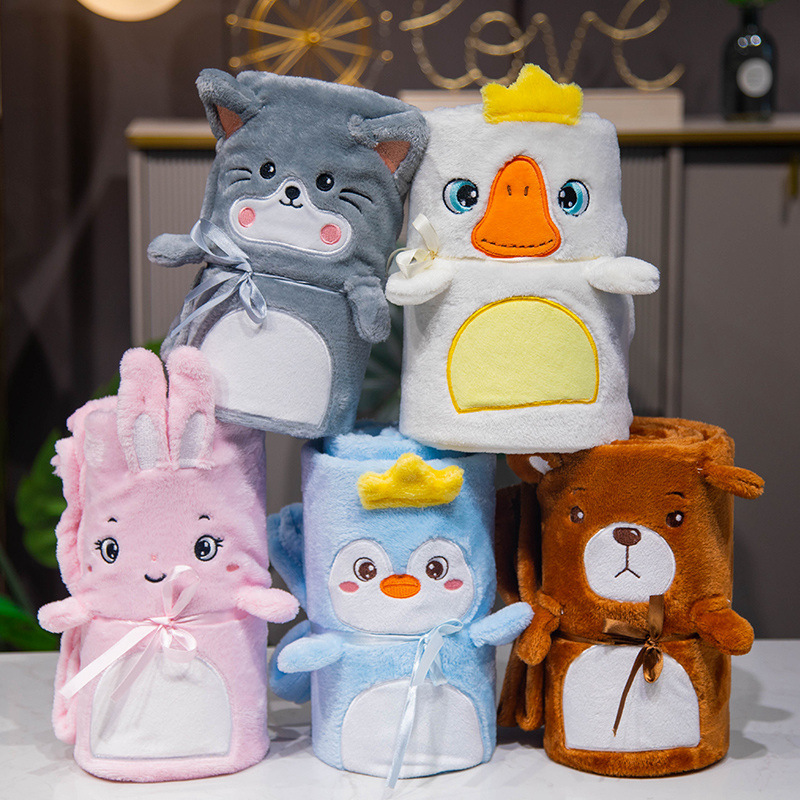 Animal de dibujos animados coral rollo manta Oficina siesta manta aire acondicionado manta estudiante niños pequeña manta grupo edificio empresa regalo