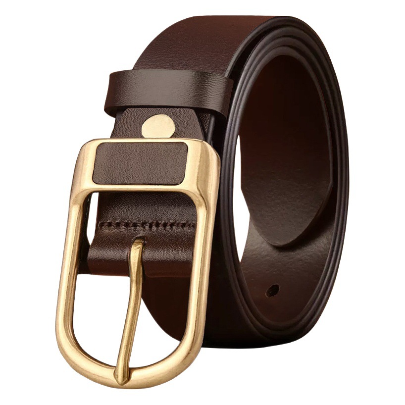 Vintage cinturón de cuero de los hombres de negocios casual simple correa de piel de vaca de los hombres jóvenes y de mediana edad de moda todo-fósforo pin hebilla pantalones cinturón