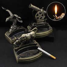 新款烟灰缸带打火机金属塑料精美摆件模型明火充气点烟器厂家批发