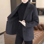 毛呢大衣男士西服秋冬新款西装立领短款呢子厚外套商务休闲潮批发