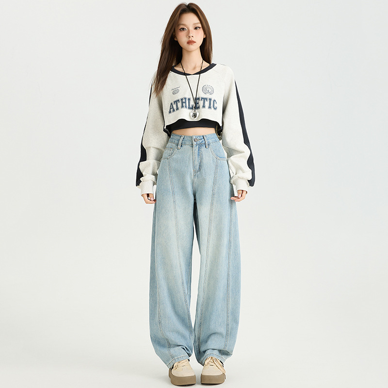 美式复古弯刀牛仔裤女2025秋季新款宽松显瘦时尚百搭松弛感镰刀裤|undefined