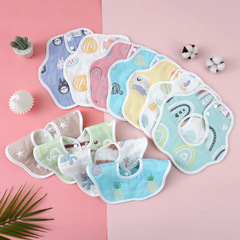 Baby and Toddler Essentials: 100% Cotton Gauze Bib, 360-Degree Rotating Eating Bib, Cartoon Petal Design