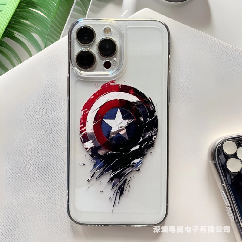 Captain America Shield Is Suitable for Apple 17Promax Phone Case 16Plus European and American Iphone15 Protective Case 14