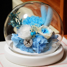 康乃馨永生花玻璃罩成品礼盒创意玫瑰鲜花干花圣诞节母亲节礼物