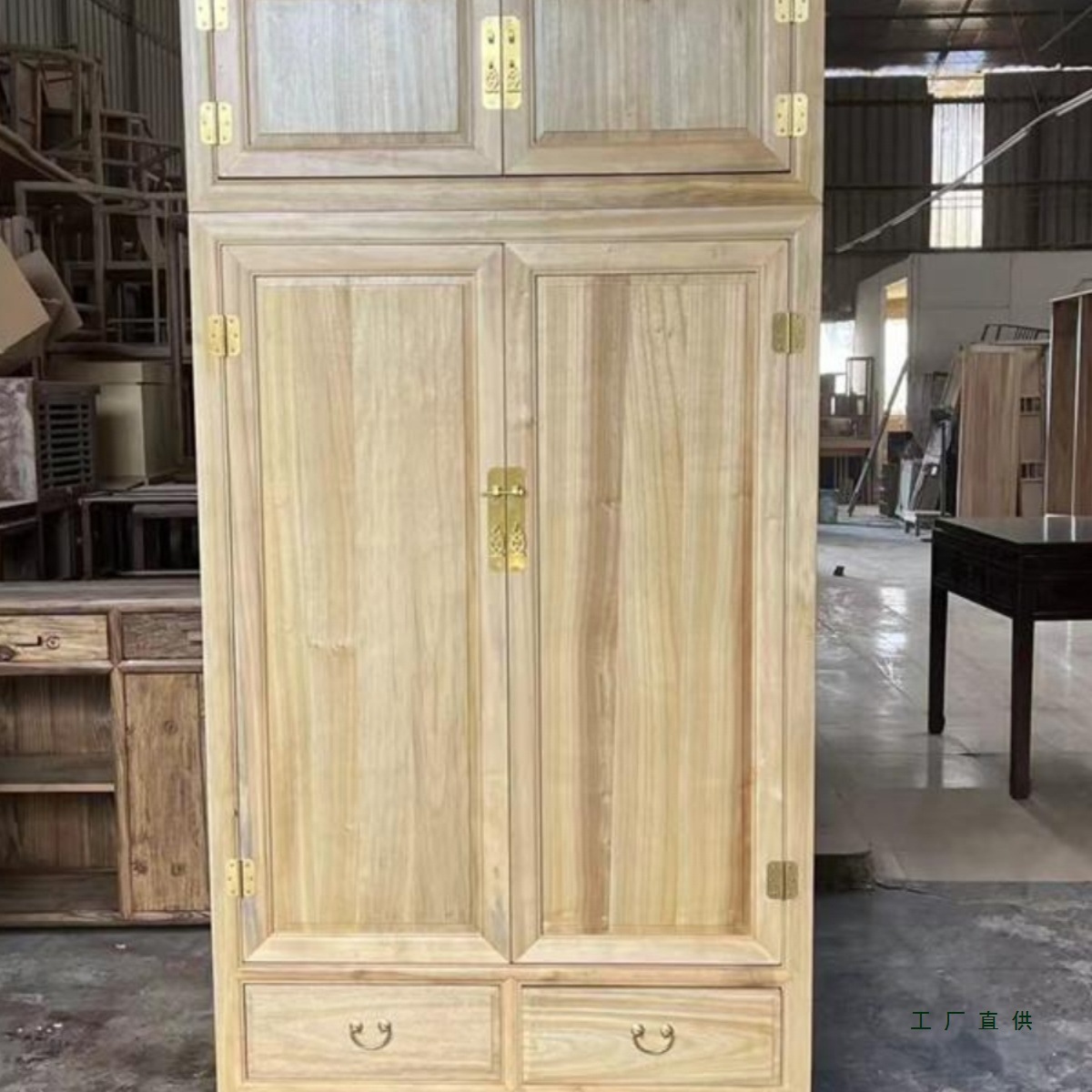 Chinese Camphor Wood Wardrobe, Full Camphor Wood Top Box Cabinet, Solid Wood Wardrobe, Home Bedroom, Large Capacity, Insect-Proof Hanging Wardrobe