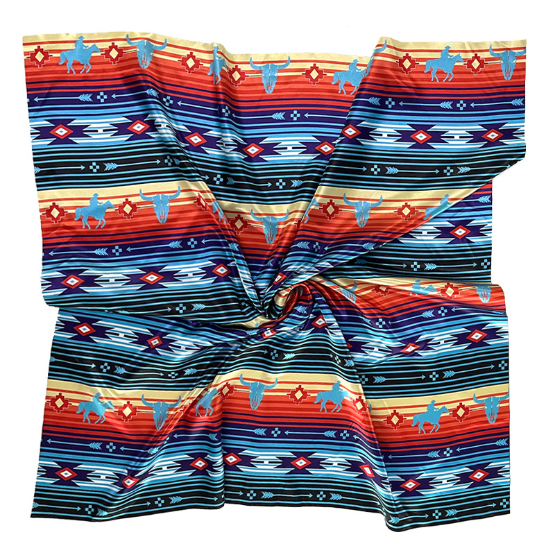 Women's Retro Stripe Satin Printing Silk Scarves display picture 5