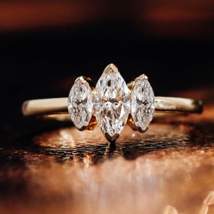 European and American Simple D Color Horse Eye Cultivation Diamond 10k-18k Ring Row Ring Wedding Ring Generous Fashion Elegant Personality