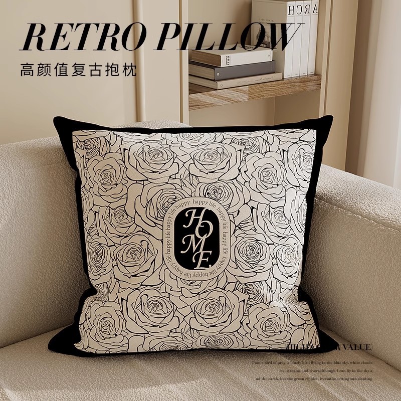 Sofá de estilo medieval almohada retro almohada doméstica cabezal de cama almohada de cama almohada de ventana con núcleo desmontable y lavable