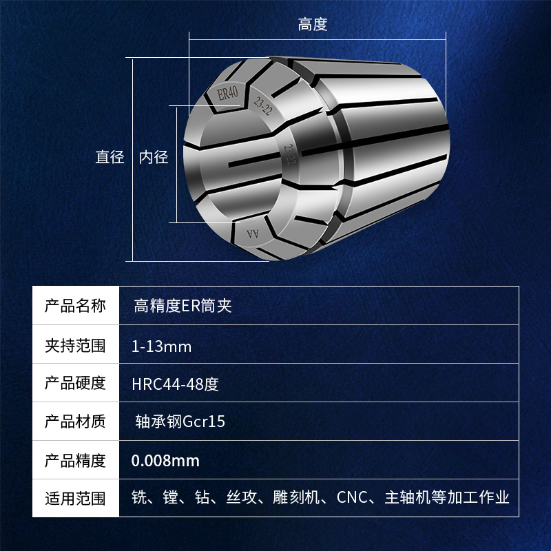 DGAMDJ fresado Chuck alta precisión AAER11 ER16 ER20 ER25 ER32 ER40 Collet