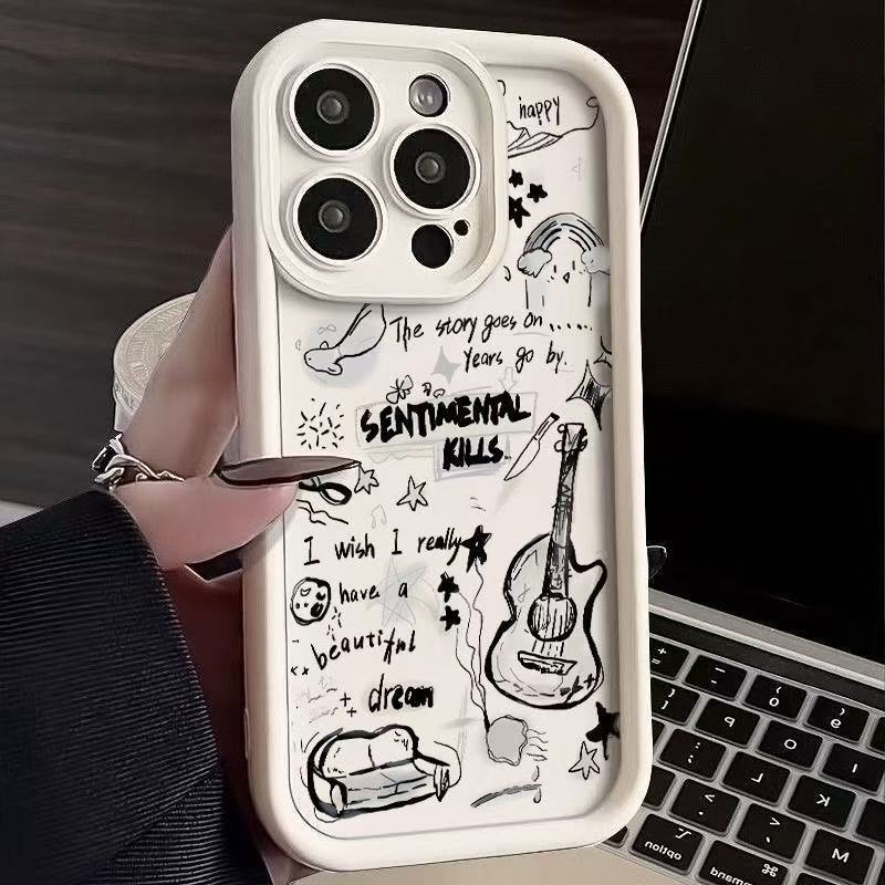 Guitarra inglesa para Apple 16Promax funda para teléfono móvil Japón y Corea del Sur estilo ins iPhone15/14/13 Europa y América 12/